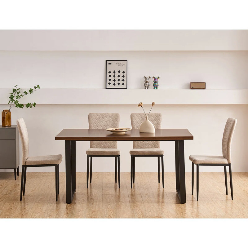 Lelani Vintage Suede Upholstered Dining Chair (Set of 4/6), Beige, 6