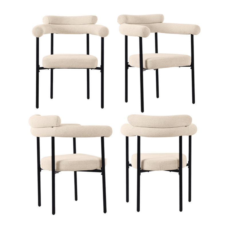 Dining Chairs Set Of Upholstered Armchairs, Grey, 4