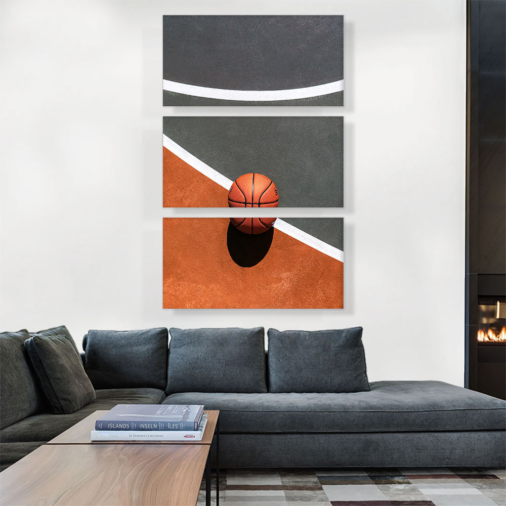 ARTCANVAS Basketball Ball on Court - 3 Piece Wrapped Canvas Photograph  Print Set | Wayfair, image size:1000x1000