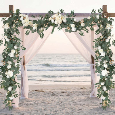Eucalyptus Willow Leaves Garland with Flowers