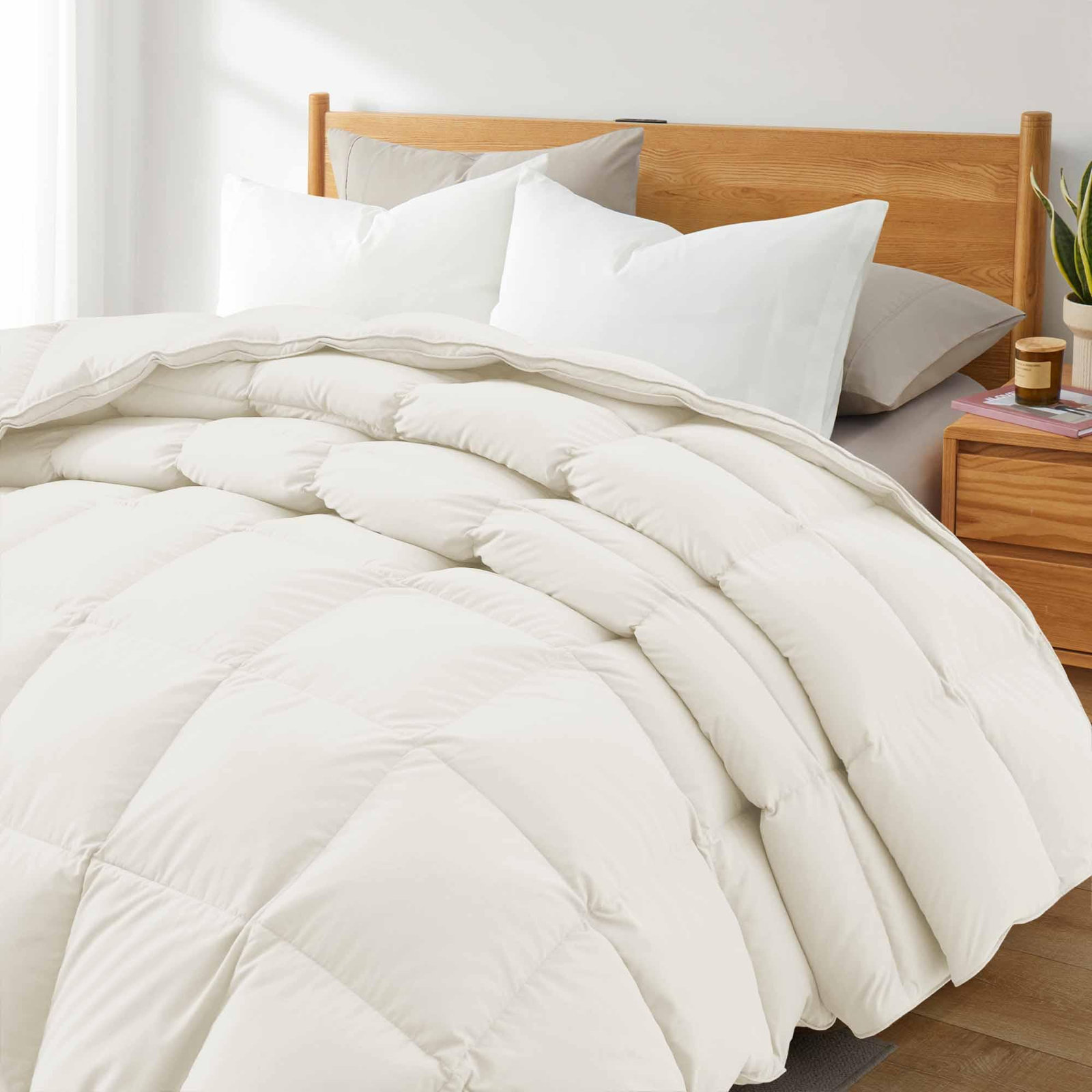 600 Fill Power All Season Down Comforter/Duvet Insert, King Down Comforter, Ivory