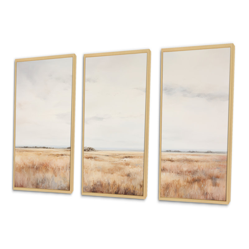«Prairies Scenery Breeze Minimalisme», ensemble d'art sur toile prairies, Cadre naturel flottant, H 28 po x l 36 po x P 1 po