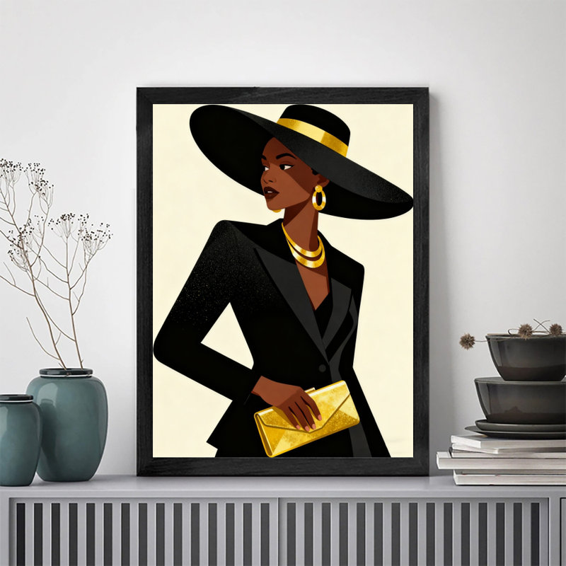 «Black Love» de Paris, élégantes décorations murales dorées ornées de dames, H 37 po x l 25 po