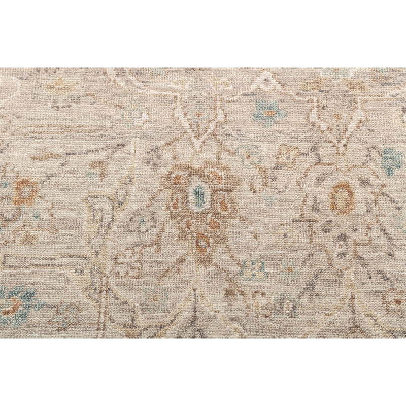 Tapis beige et multicolore de haute qualité noué à la main, Rectangle de 5 pi x 8 pi