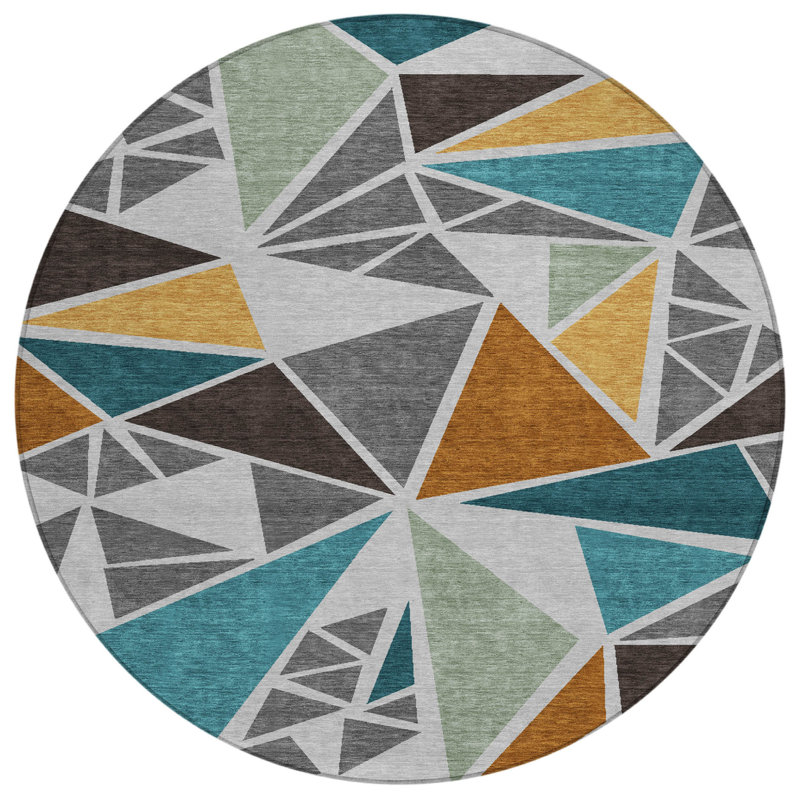 Tapis d'intérieur rond lavable géométrique 8 pi HomeRoots