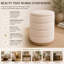 Pouf de rangement cylindrique Tessa 40 cm (16 po) en lin, avec couvercle amovible et rangement dissimulé, beige-1807449039