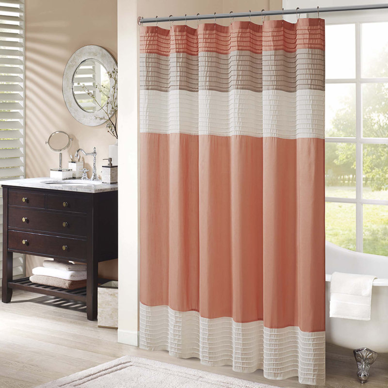 Rideau de douche Aaraon, Gris / Corail