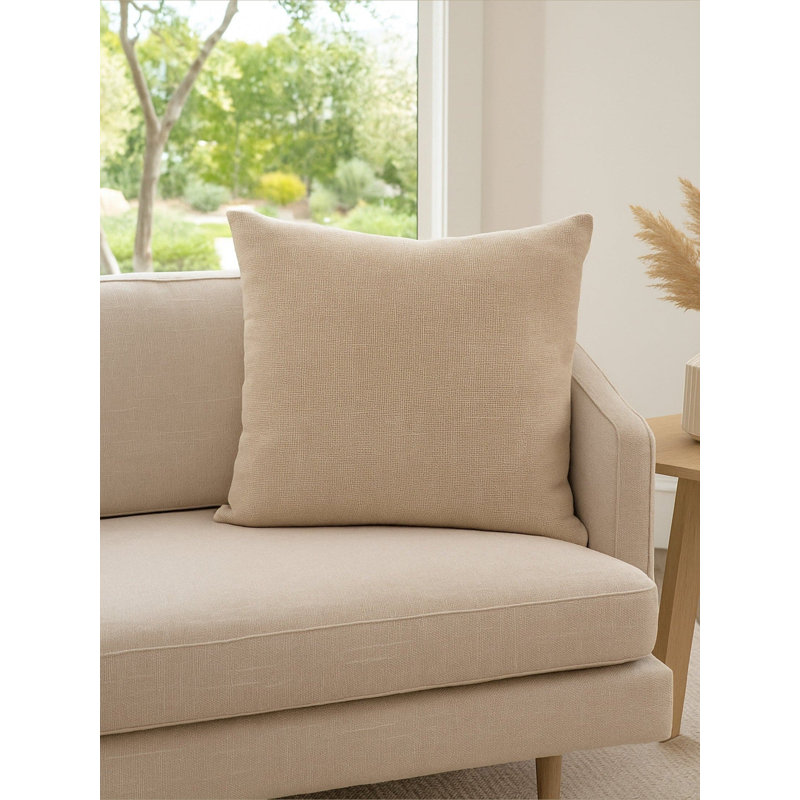 So Soft Linen Linen Throw Pillow, 22"H x 22"W, Down Blend, Warm Beige