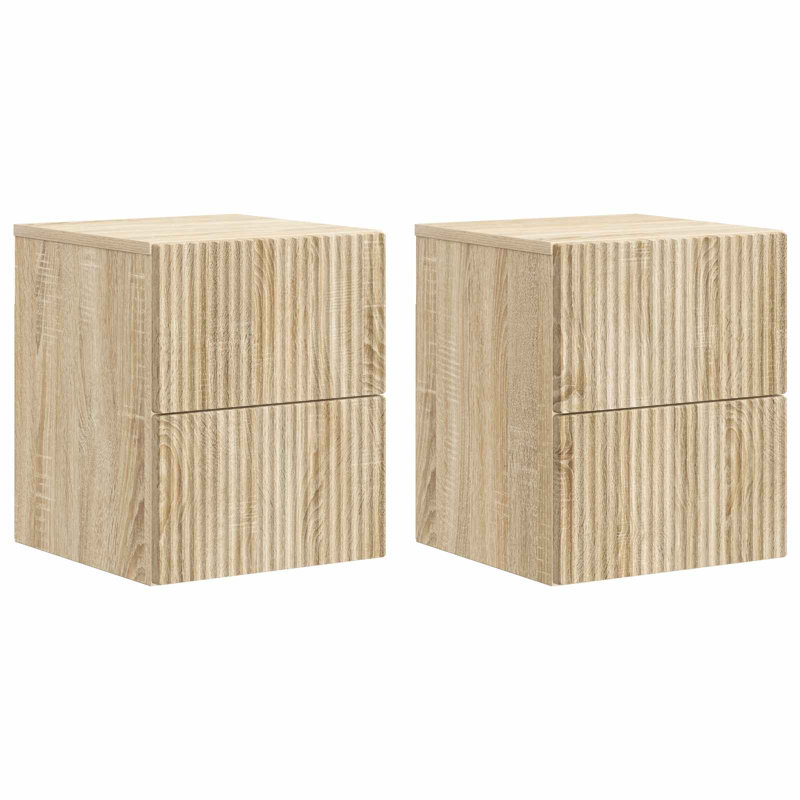 33cm W Manufactured Wood Bedside Table, Sonoma Oak, 2