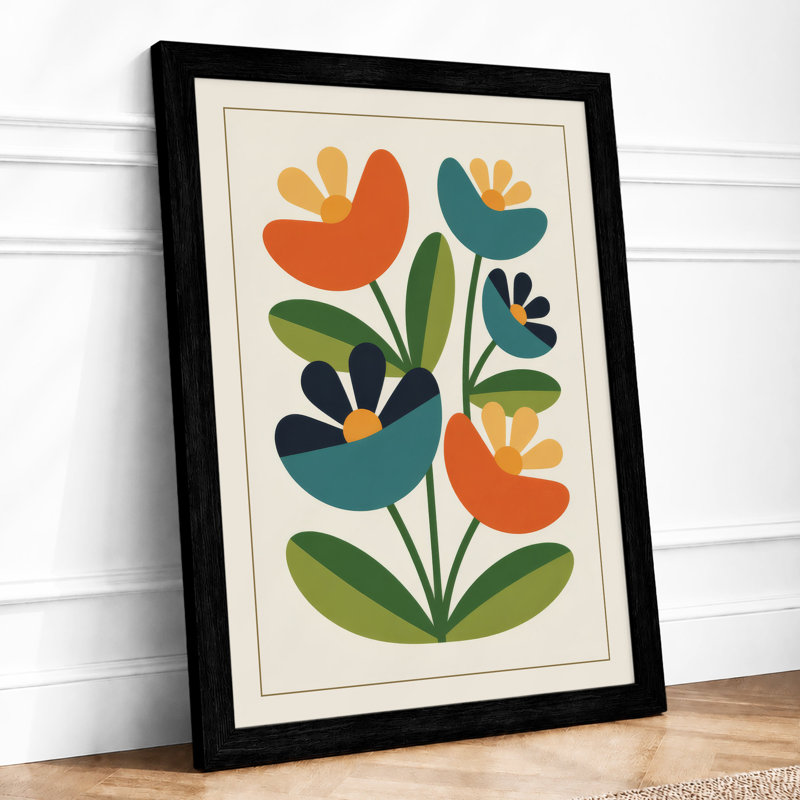 Modern Arrangement Botanical - Framed Print, Black, A4 - 29.7 x 21.0 cm