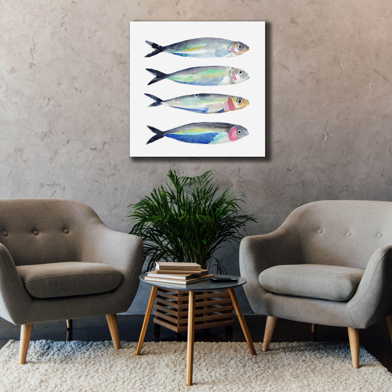  «Sardine Team 2» par Annie Warren, art mural sur toile, 37 po x 37 po, H 37 po x l 37 po
