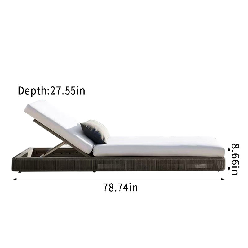 Outdoor Villa Lounge Bed Outdoor Chaise Lounge , Cushion Included