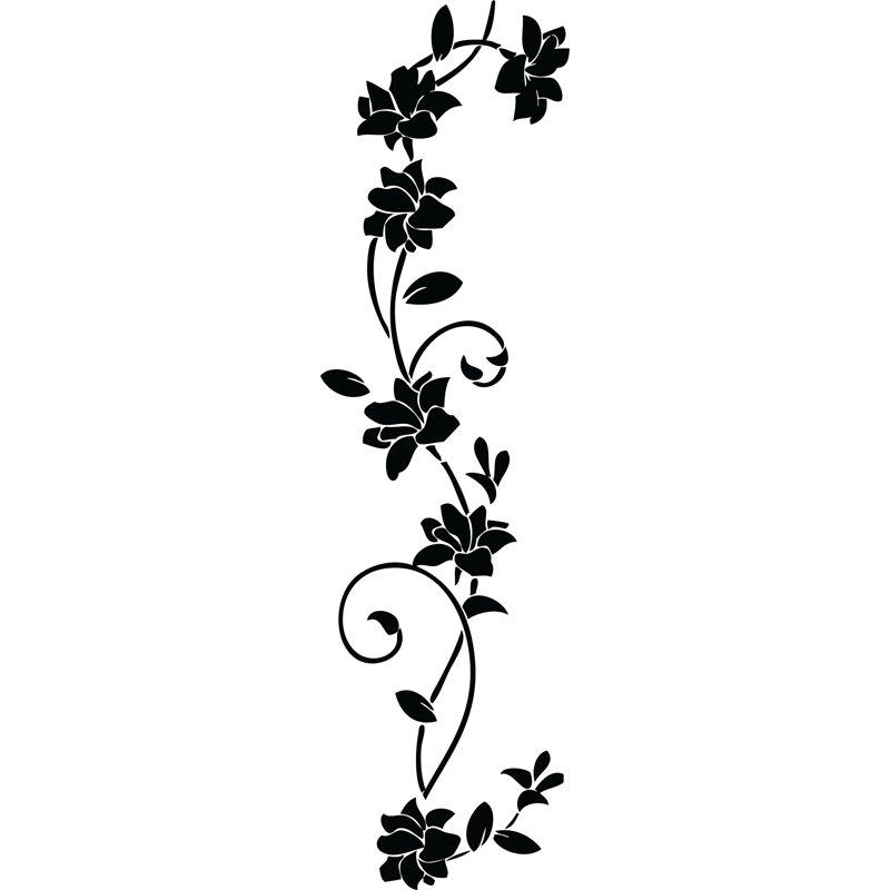 Décalcomanie murale Plants & Flowers Rattan Flower - Non-Wall, H 80 po x l 22 po, Noir
