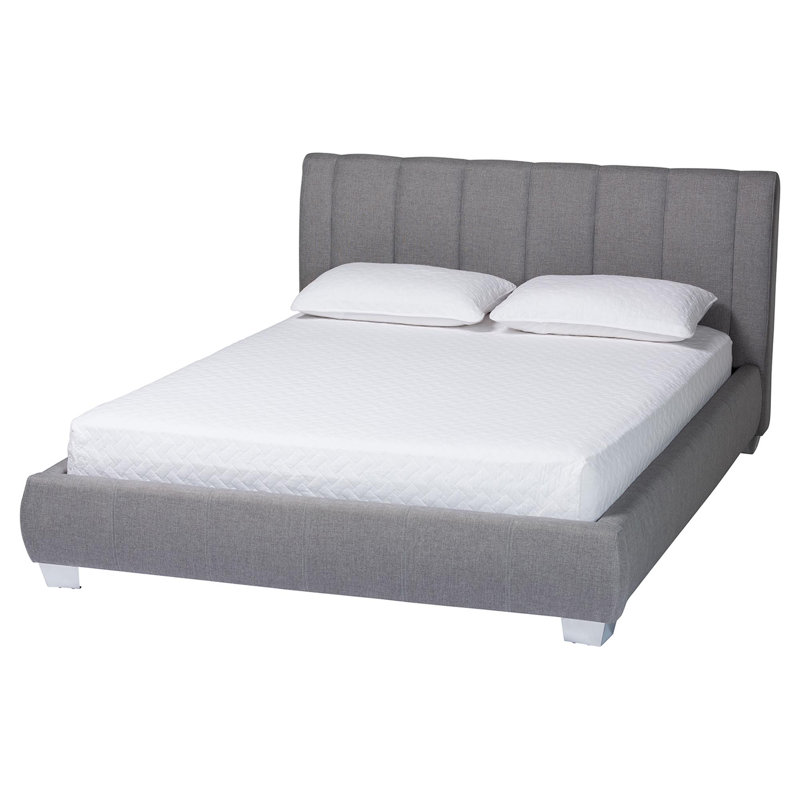 Upholstered Platform Bed, Grey