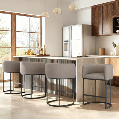 Upholstered Counter Stool With Metal Frame
