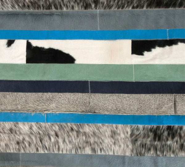 Art Hide Cowhide Area Rug in Blue, Rectangle 6' x 9'