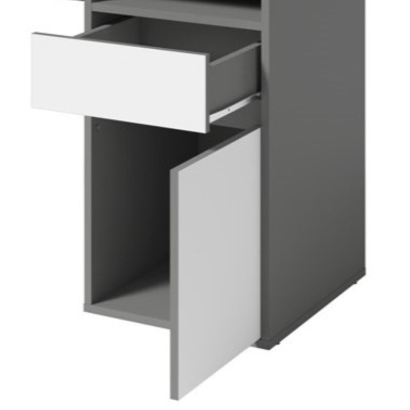 Raymen Desk with drawer and door: 120cm W x 75.5cm H x 53cm D., Black/White