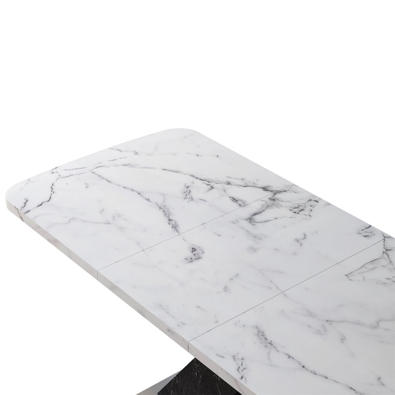 Modern Rectangle Dining Table(Only Table), Black/Silver, White/Gray
