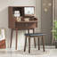 Tabouret de coiffeuse en bois massif pour maquillage avec revêtement en cuir de polyuréthane