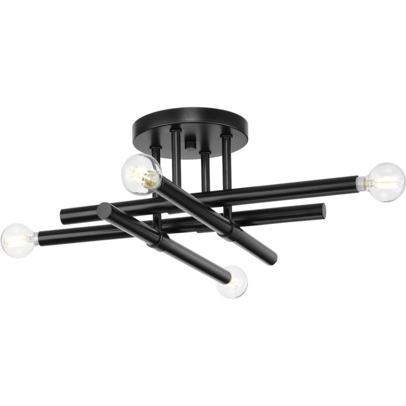Plafonnier semi-encastré Marigene, Noir mat