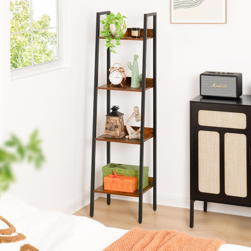 Charidy Bathroom Shelves, Black/Brown