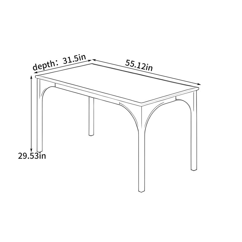 Table de salle à manger rétro, H 29,92 po x L 55,12 po x l 31,5 po