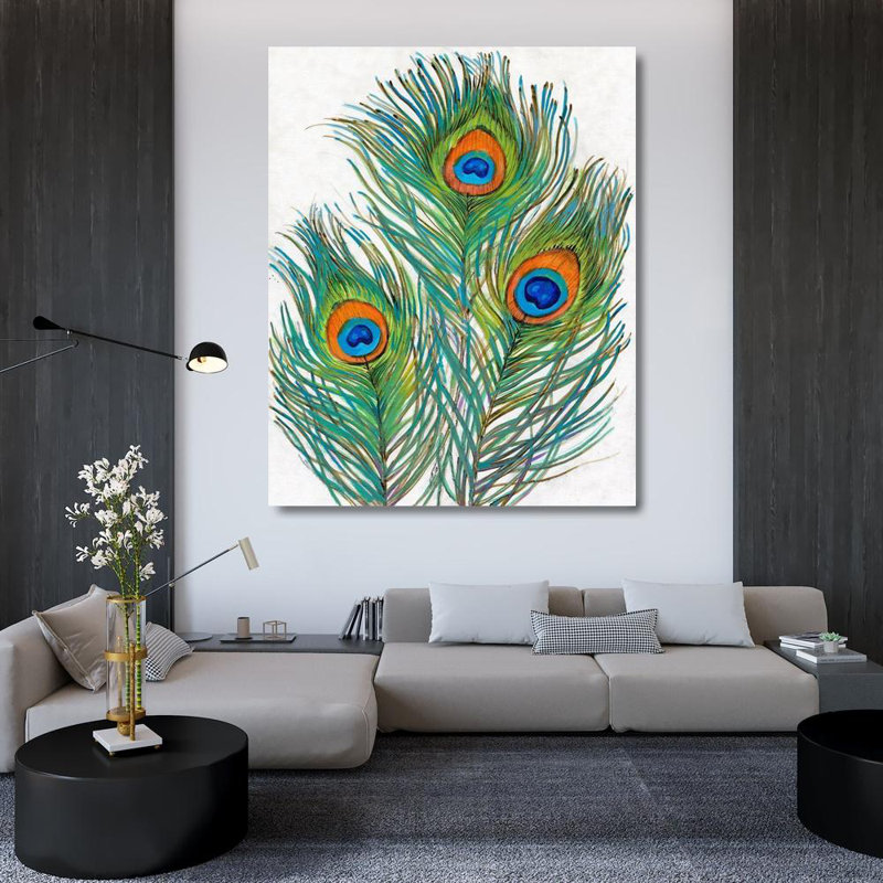 «Bungalow Rose», art sur toile tendue par Tim Gallery, Veath Peacock Feathers II, H 44 po x l 36 po
