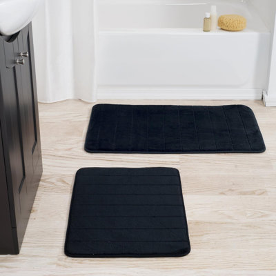 Billybob Rectangle Non-Slip Striped 2 piece Bath Rug Set