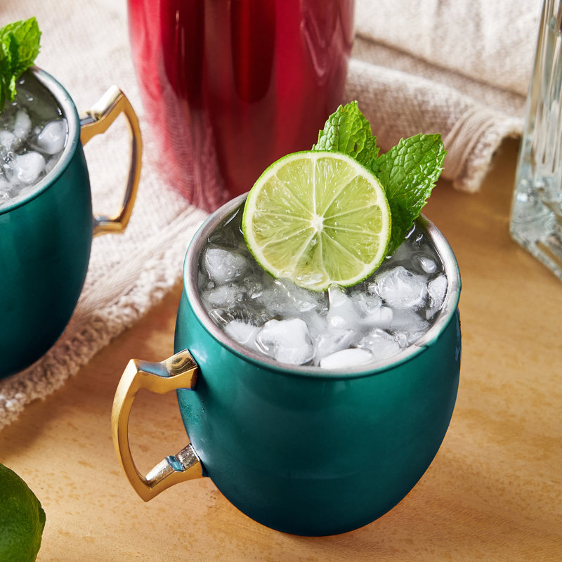 Emerald Green Stainless Steel Moscow Mule Mug with Gold Handle, 16oz