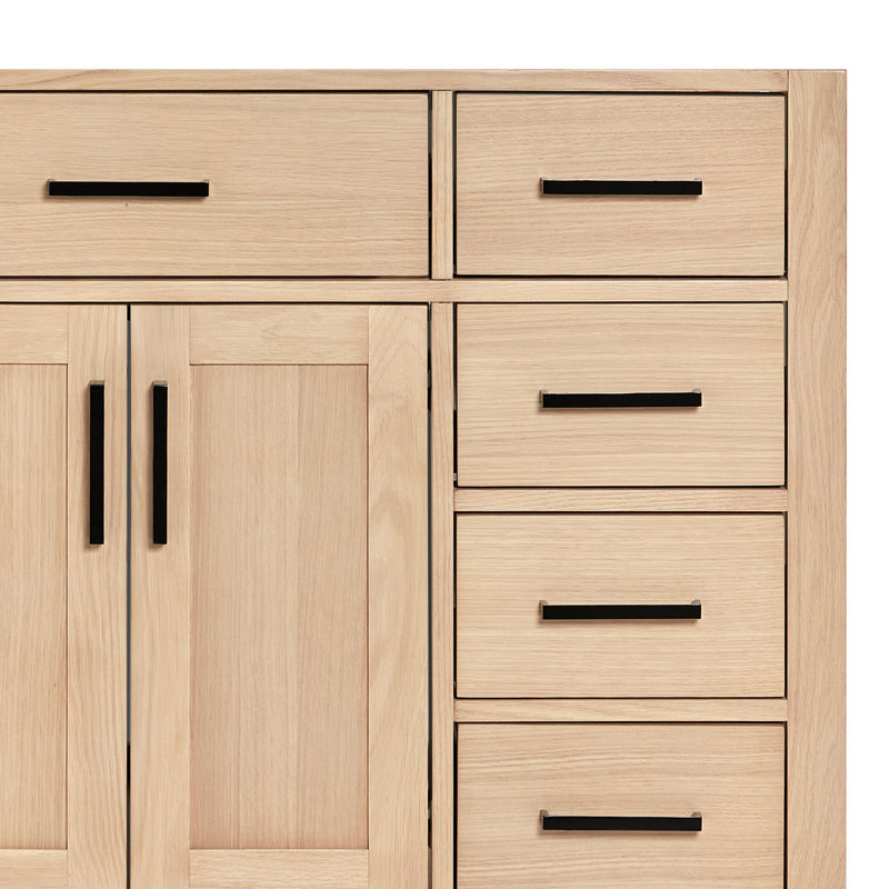 ARIEL HEPBURN 37 IN RIGHT OFFSET RECTANGULAR SINK VANITY 1,5 IN, Natural Oak, Oval, Left