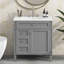 Meuble-lavabo de 30 po avec lavabo supérieur, meuble-lavabo moderne avec 2 tiroirs et tiroir escamotable, meuble-lavabo simple-1824794615