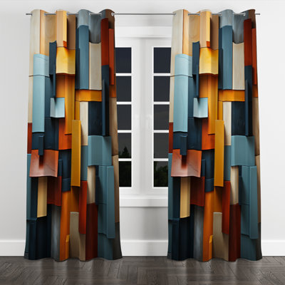 Kacie Cubist Harmony tones collage - Modern Grommet Curtain - Velvet Room Darkening - 1 panel