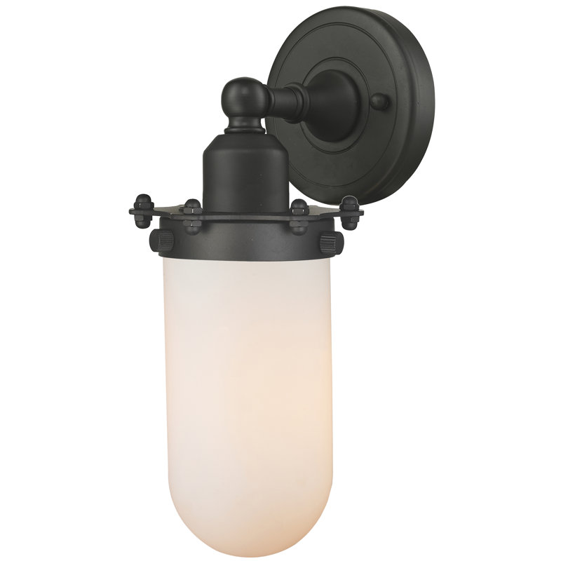 Applique murale à bras 1 lumière Mikell, Boîtier blanc mat, Ampoule DEL rétro à intensité réglable de 3 W