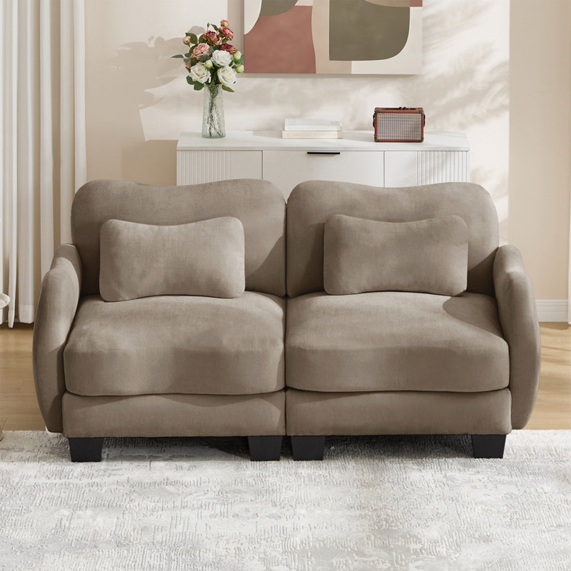 Canapé de soutien en chenille avec coussin de taille délicate, conception courbée, base et accoudoirs ergonomiques, coussin de soutien doux, assemblage facile pour le salon et la chambre à coucher