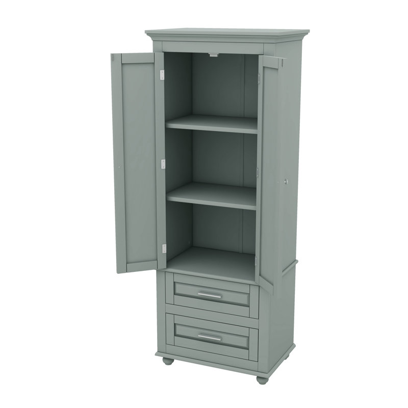 Armoire de rangement haute avec deux tiroirs pratiques, Gris