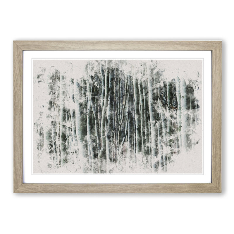 Forest Woodland - Picture Frame Painting, 36cm H x 48cm W x 2cm D, Oak