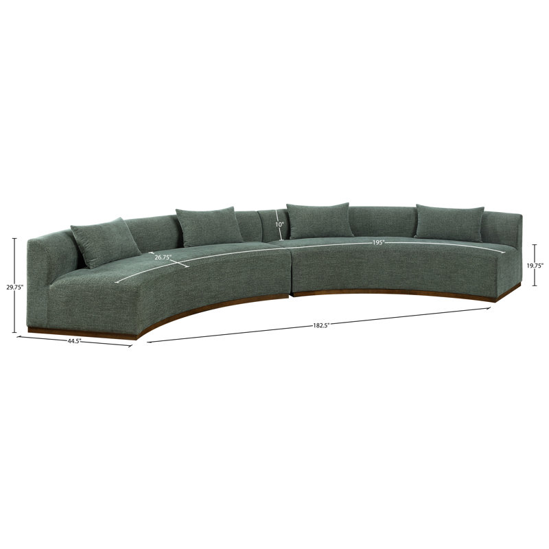 Canapé modulaire en tissu de chenille rembourré 2 pièces 182,5 po Avanti, Chenille olive, H 30 po x l 183 po x P 68 po