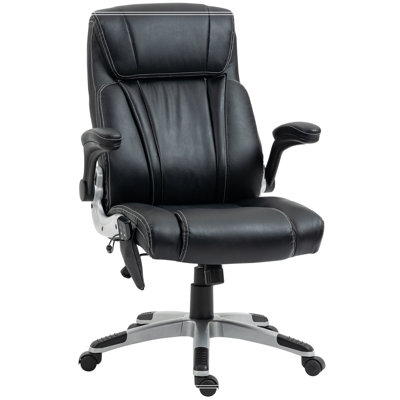 Executive Massage Office Chair with 6 Vibration Points, Heated Faux Leather Computer Desk Chair with Flip-up Armrest, Adjustable Height, Swivel Wheels -  Inbox Zero, 2155EA67289A4041AF8C6DD2BB941804