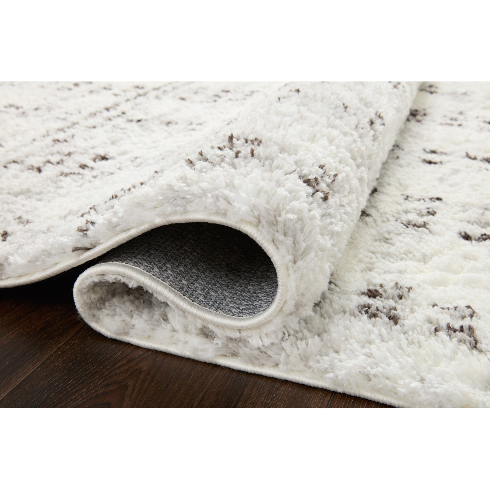 Cream Grey Shag Rug, Square 18"