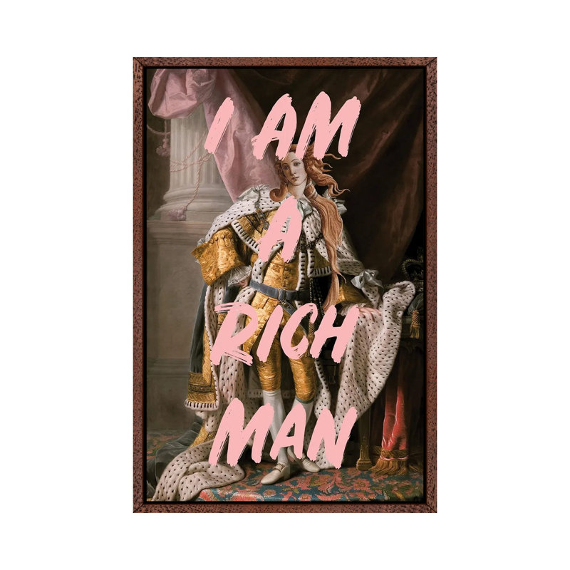 Rich Man - Print on Canvas, 101.6cm H x 66.04cm W x 3.81cm D, Classic Brown Wood Framed