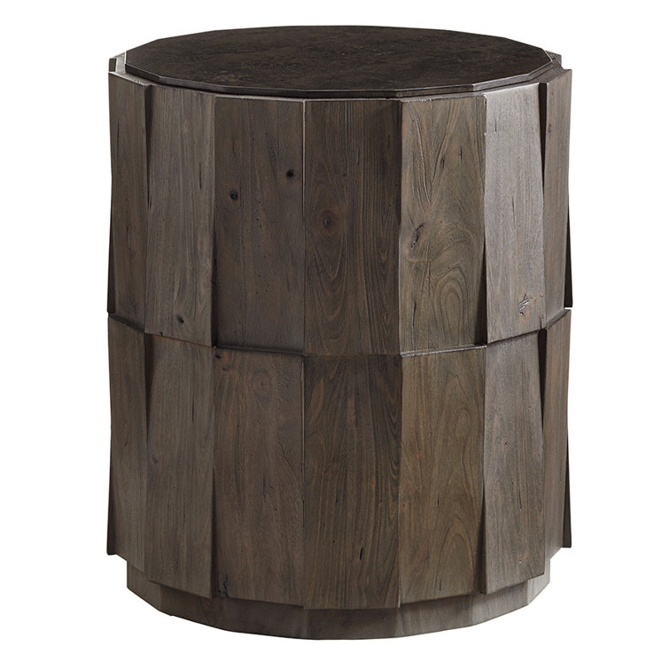 Cypress Point Everett Round Travertine End Table