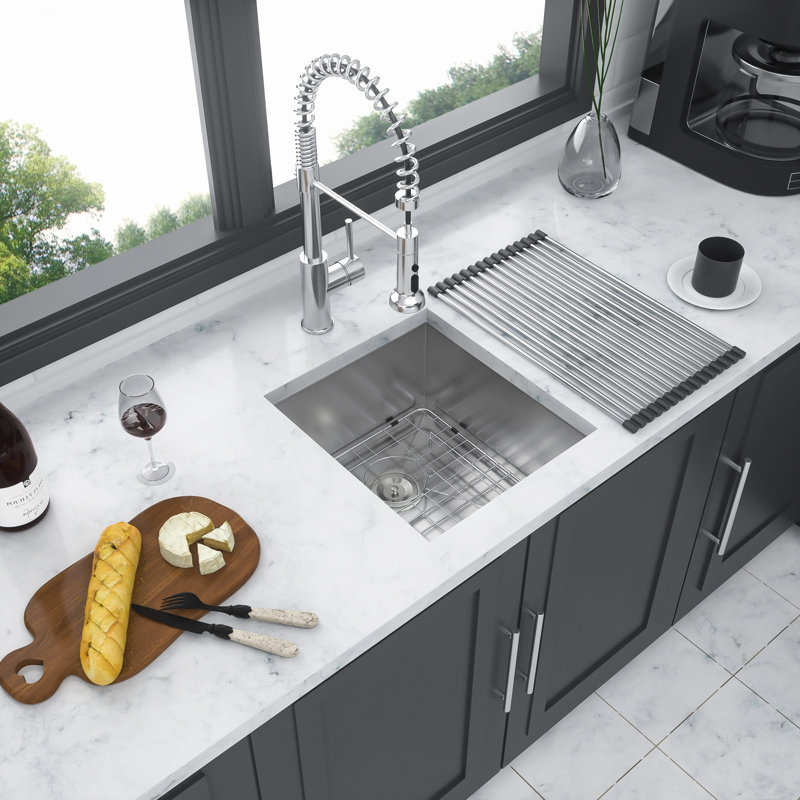 Undermount Sink, Undermount Stainless Steel Kitchen Sink 16 Gauge Deep Single Bowl Kitchen Sink Basin