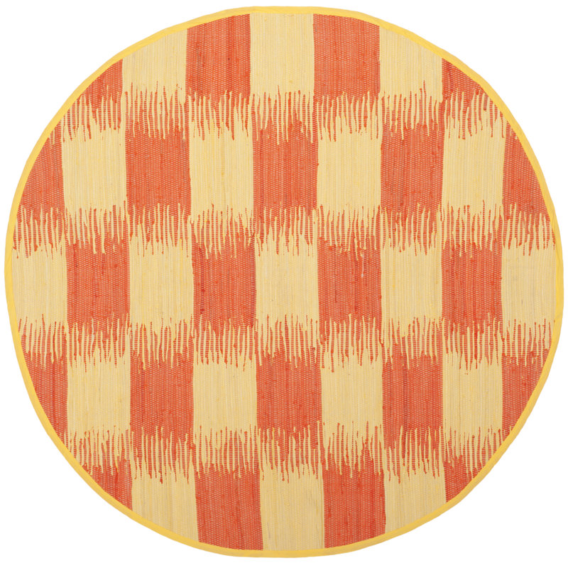 Opie Hand Woven Cotton Ikat Rug, Round 6'