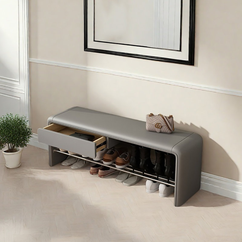 Banc de rangement pour tabouret 47,2 po, Gris