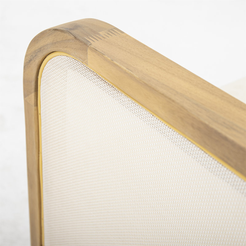 Fauteuil club d'extérieur en bois d'acacia avec tissu textilène et coussin épais imperméable pour une assise profonde, capacité de 400 lb