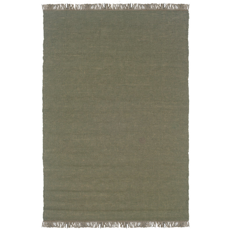 Tapis olive tissé à la main Brogan, Rectangle 3 pi 5 po x 5 pi 5 po