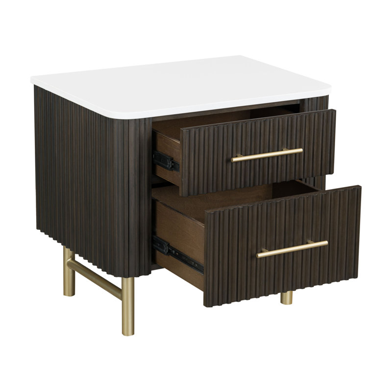 Table de chevet, plateau en marbre et finition espreeso