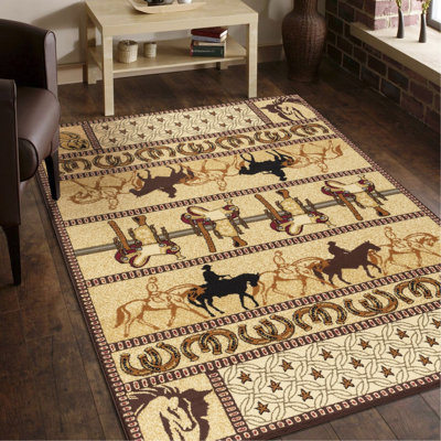 Tapis en polypropylène beige de 2 pi x 3 pi, rehaussant l'ambiance de la pièce et froissant