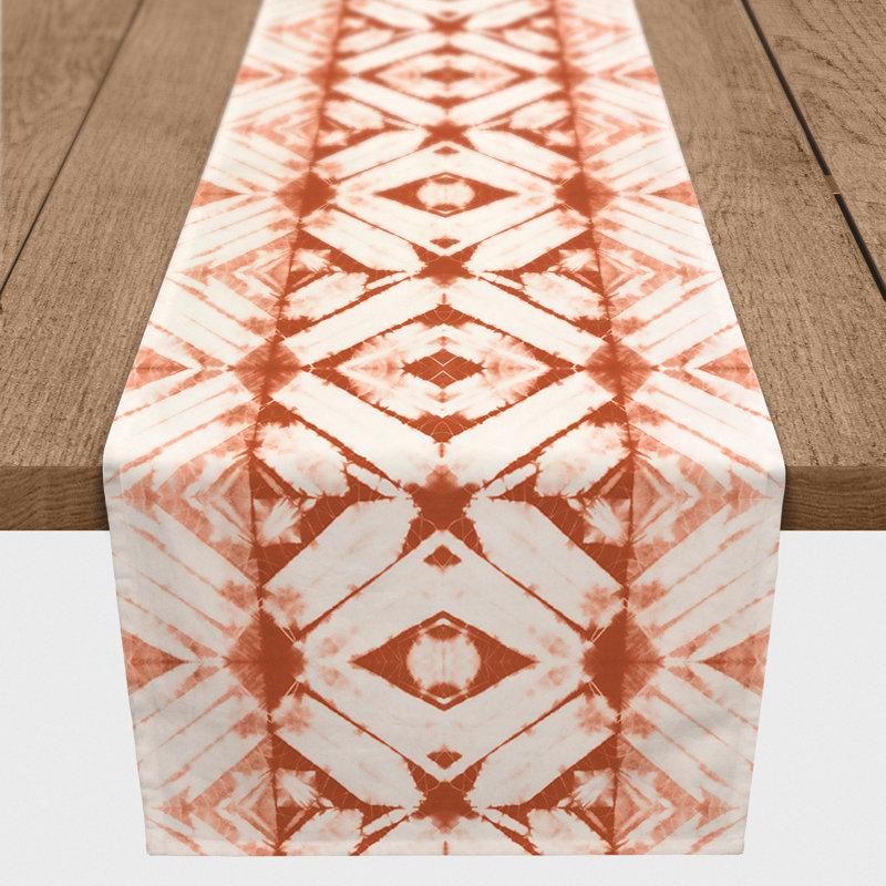 Maghull Diamond Shibori Table Runner, 72" x 16", Rust