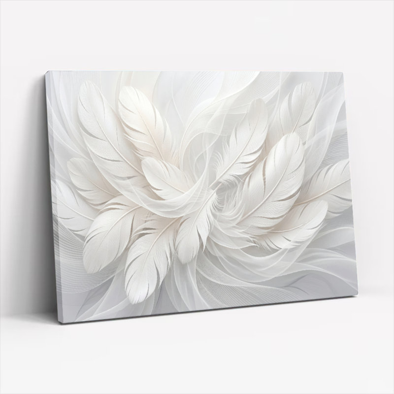 Ensemble de 1 tableau sur toile « Plumes », 36"H x 48"W, Toile tendue